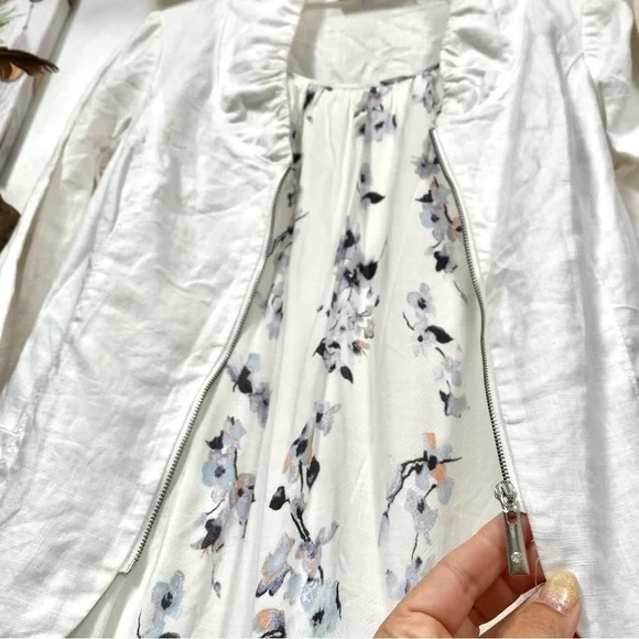 Melanie Lynn LINEN summer jacket/cover up w beach vibe - Picture 6 of 7